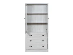 Armário expositor moderno 80x34x171 cm - Exterior em madeira, portas de vidro, 3 gavetas e puxadores em latão^KOMHTOM Sale