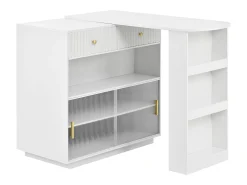 Armário giratório com tomadas, iluminação LED e painel perfurado - Móvel De Bar