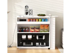 Armário giratório com tomadas, iluminação LED e painel perfurado - Móvel De Bar