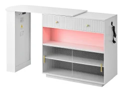 Armário giratório com tomadas, iluminação LED e painel perfurado - Móvel De Bar