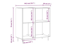 vidaxl Móvel De Arrumação*Armário p/ discos 84,5x38x89 cm derivados madeira cinza-cimento Cinzento