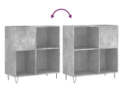 vidaxl Móvel De Arrumação*Armário p/ discos 84,5x38x89 cm derivados madeira cinza-cimento Cinzento