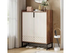 Armário para Armazenamento de Sapatos, Guarda-roupa para 25 Pares de Sapatos com Portas, Branco e Marrom*Tribesigns Hot