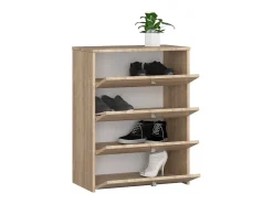 Akord Móvel De Arrumação|Sapateira*Armário para Calçados com 4 Portas Rebatíveis 60cm - Carvalho Sonoma Natural claro