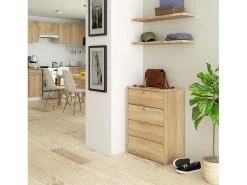 Akord Móvel De Arrumação|Sapateira*Armário para Calçados com 4 Portas Rebatíveis 60cm - Carvalho Sonoma Natural claro