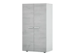 duehome Móvel De Arrumação|Sapateira*Armário para sapatos Cloe - 2 portas - 6 prateleiras - Efeito betão - e cimento - L55 x P36 x A103 cm Branco