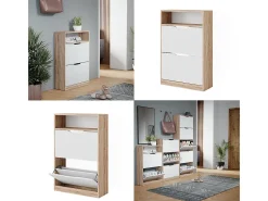 Vicco Móvel De Arrumação|Sapateira*Armário para sapatos sonoma/branco 59x22x89.5 luca Natural claro