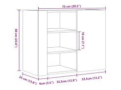 vidaxl Prateleira*Armário parede 75x35x60 cm derivados madeira cimento Cinzento