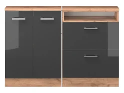 Armário sótão antracite alto brilho/carvalho goldkraft 120x46x81.6 rion*Vicco Clearance