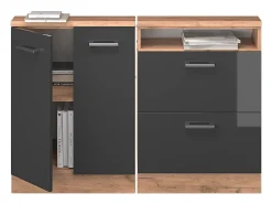 Armário sótão antracite alto brilho/carvalho goldkraft 120x46x81.6 rion*Vicco Clearance