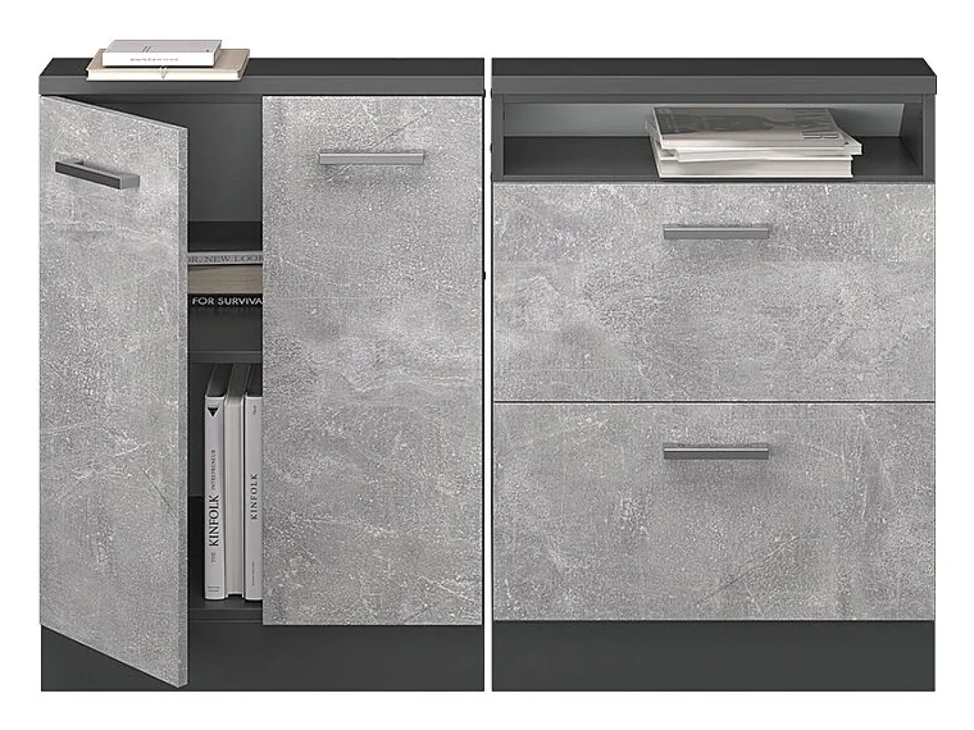 Armário sótão concreto/antracite 120x46x81.6 rion^Vicco Discount