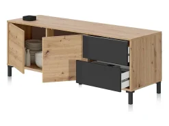 duehome Móvel De Tv*Armário TV Lea Gris Antracita - Roble Nodi Cinzento