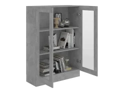 Armário vitrine derivados de madeira cinza cimento Vitrina