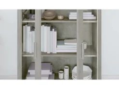 Armário vitrine derivados de madeira cinza cimento Vitrina