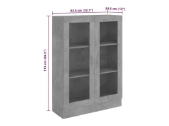 Armário vitrine derivados de madeira cinza cimento Vitrina