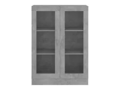 Armário vitrine derivados de madeira cinza cimento Vitrina