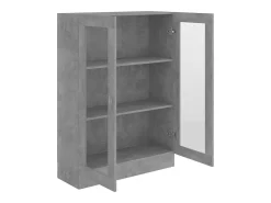 Armário vitrine derivados de madeira cinza cimento Vitrina