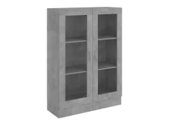 Armário vitrine derivados de madeira cinza cimento Vitrina