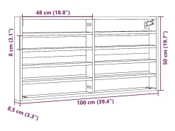 Armário vitrine 100x8,5x50 cm derivados de madeira*vidaxl Clearance