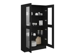 vidaxl Vitrina*Armário vitrine 82,5x30,5x150 cm derivados de madeira Preto