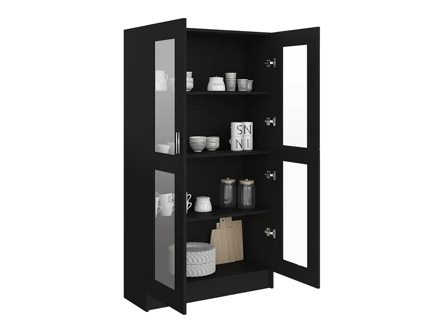 vidaxl Vitrina*Armário vitrine 82,5x30,5x150 cm derivados de madeira Preto