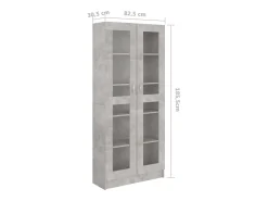 vidaxl Vitrina*Armário vitrine 82,5x30,5x185,5cm derivados madeira Cinzento