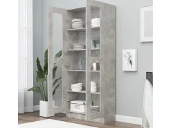 Vitrina*Armário vitrine 82,5x30,5x185,5cm derivados madeira PT869789 Cinzento