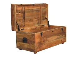 Acessórios De Arrumação*Artisan Furniture Madeira maciça Baú de Armazenamento em Couro de Búfalo e Tom de Carvalho Castanho