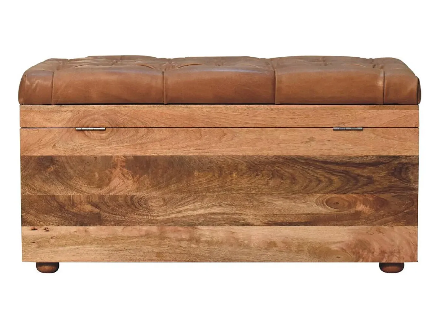 Acessórios De Arrumação*Artisan Furniture Madeira maciça Baú de Armazenamento em Couro de Búfalo e Tom de Carvalho Castanho