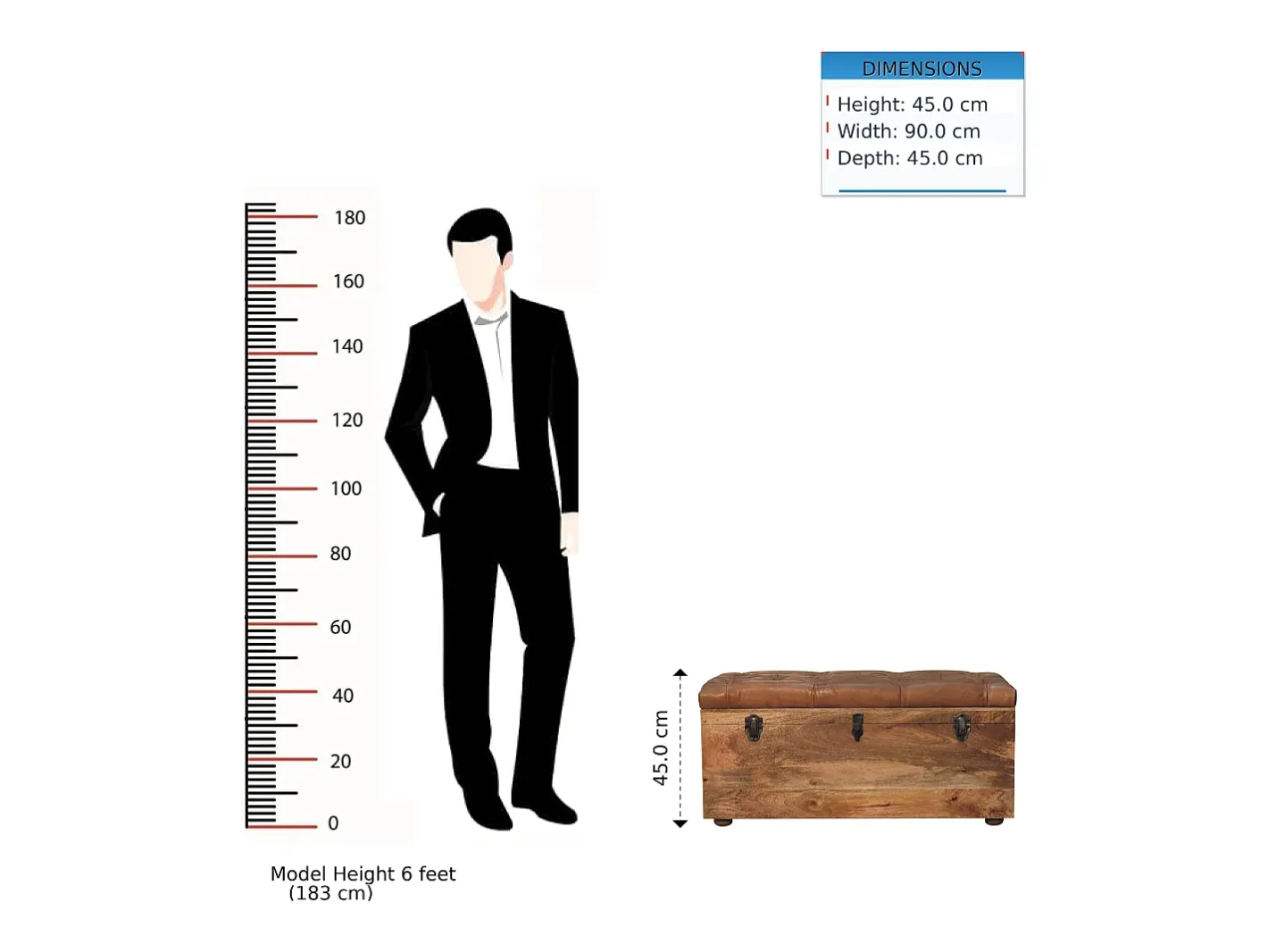 Acessórios De Arrumação*Artisan Furniture Madeira maciça Baú de Armazenamento em Couro de Búfalo e Tom de Carvalho Castanho
