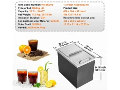 Acessório Vinho E Bar*Baú de Gelo SucceBuy, 45,7 x 30,5 x 36,5 cm, em Aço Inoxidável, com Tampa, Caixa de Gelo Prateado