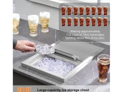 Acessório Vinho E Bar*Baú de Gelo SucceBuy, 45,7 x 30,5 x 36,5 cm, em Aço Inoxidável, com Tampa, Caixa de Gelo Prateado