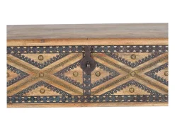 Clearance Baú de madeira de mangueira com detalhes em metal na cor natural. Acessórios De Arrumação