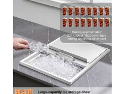 Balde de Gelo SucceBuy, 55,23 L, 61x46x33 cm, Geladeira de Aço Inoxidável com Tampa Deslizante, para Cozinha Exterior Vinho Cerveja^ Sale