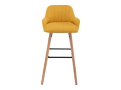 Banco alto em tecido e pés em madeira de faia - Amarelo - ELEANA*Vente-unique Discount