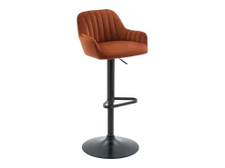 Vente-unique Banco*Banco alto em veludo e metal preto, altura ajustável, - ELEANA Terracota