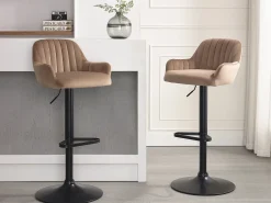 Banco alto veludo e metal preto, altura ajustável, - ELEANA^Vente-unique Clearance