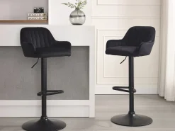 Banco alto veludo e metal, altura ajustável, - ELEANA*Vente-unique Sale