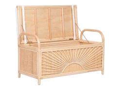 OZAIA Acessórios De Arrumação*Banco baú em vime trançado com almofada, C.91 x P. 43 x A. 51 cm, Natural, SOLEYA Natural claro