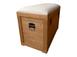 Banco com arrumação com almofada em linho C80xL40xA53 cm natural e bege - TURZA*OZAIA Sale