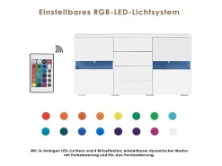 Banco de TV 4 gavetas e 4 portas, com RGB LED e controle remoto, móveis de TV alimentados por USB, , 140x35x72cm^DripeX Online