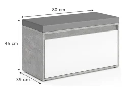Banco para sapatos betão 80x39x45 iker*Vicco Clearance
