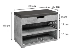 Banco para sapatos betão 60x30x45 rolfe*Vicco