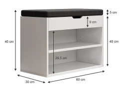 Vicco Móvel De Arrumação|Sapateira*Banco para sapatos 60x30x45 titus Branco