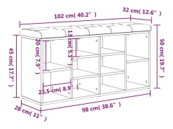 vidaxl Móvel De Arrumação|Sapateira*Banco para sapatos 102x32x50 cm madeira projetada Branco