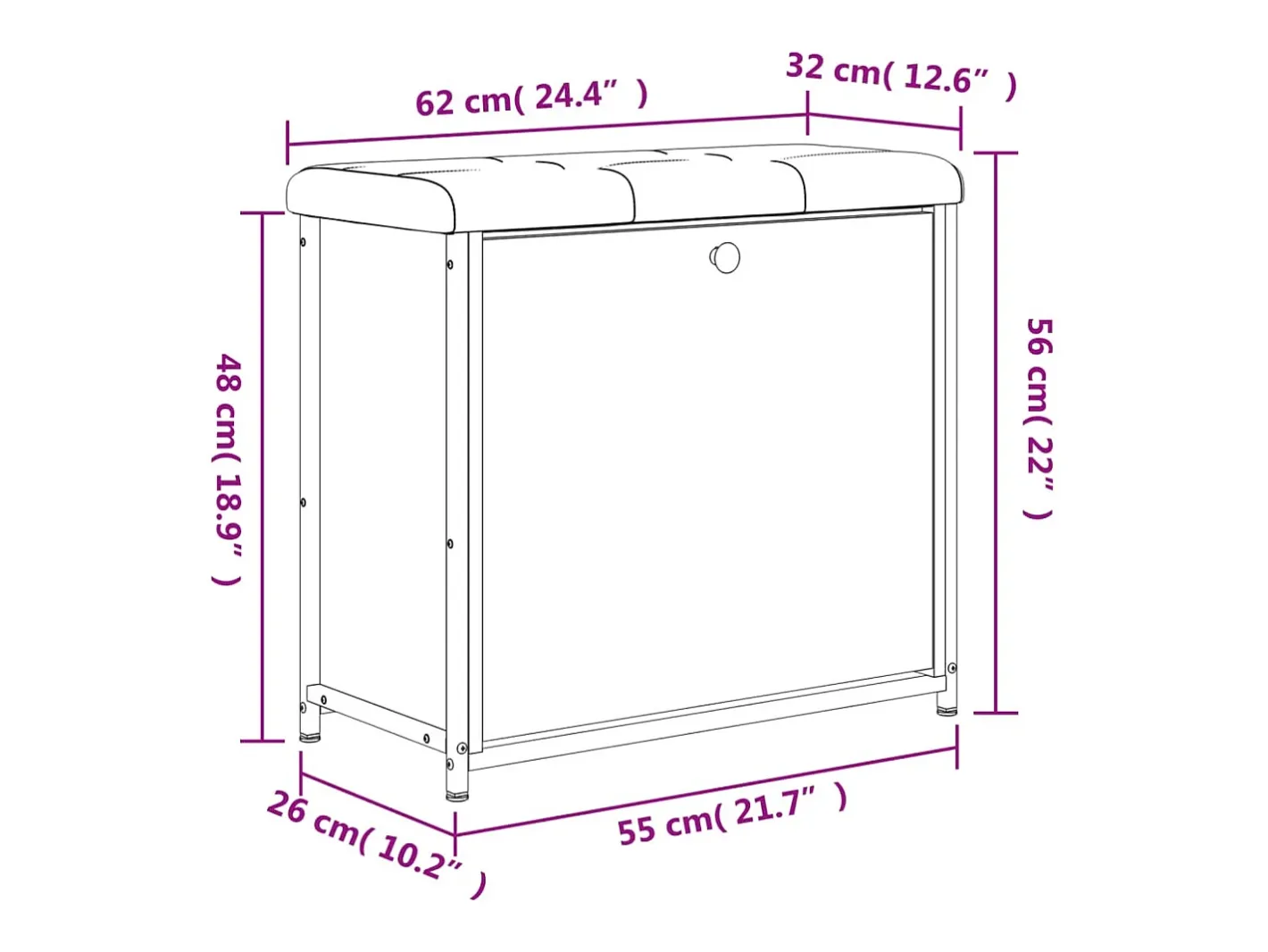 vidaxl Móvel De Arrumação|Sapateira*Banco sapateira c/ gaveta articulada 62x32x56cm carvalho fumado Natural claro