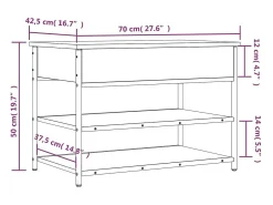 vidaxl Móvel De Arrumação|Sapateira*Banco sapateira 70x42,5x50 cm derivados madeira sonoma Cinzento