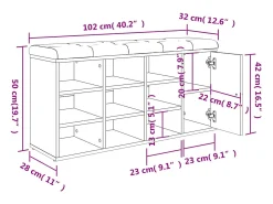 vidaxl Móvel De Arrumação|Sapateira*Banco sapateira 102x32x50 cm derivados madeira cimento Cinzento