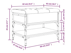 vidaxl Móvel De Arrumação|Sapateira*Banco sapateira 62x42x45cm derivados de madeira sonoma Cinzento