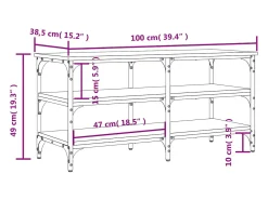 vidaxl Móvel De Arrumação|Sapateira*Banco sapateira 100x38,5x49cm derivados madeira sonoma Cinzento